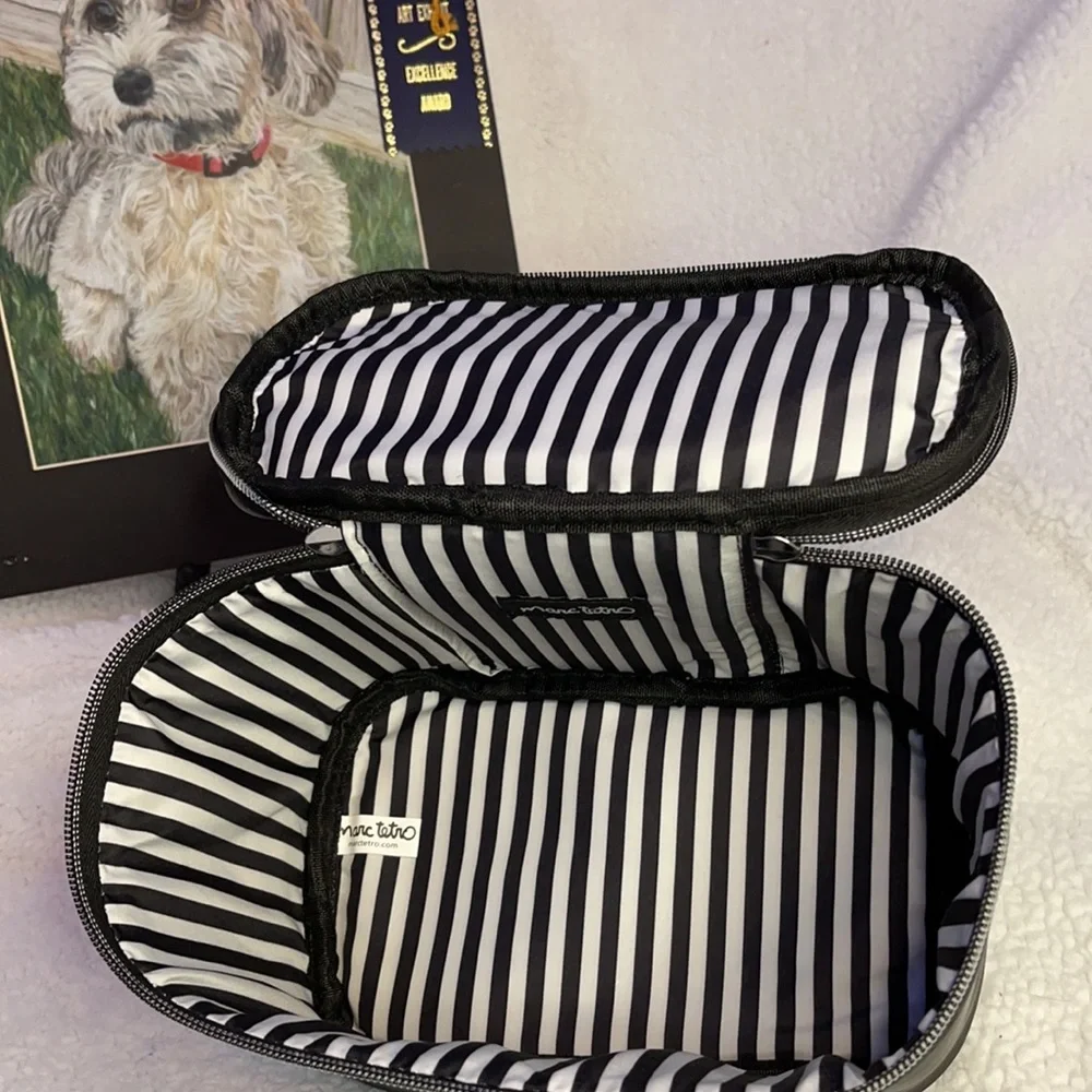 MARC TETRO Boston Terrier Black Cosmetic Tote | Train Case - Picture 4 of 7